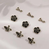 Vintage Tracing Letter Tea Flower Bee Alloy Patch DIY Hand Accessory