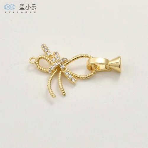 14K Bowknot Zircon Bracelet Buckle DIY Jewelry Accessory