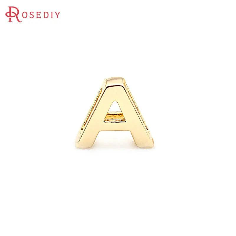 10PCS 18K Brass Letter Charm Bracelets Spacer Beads DIY Finding