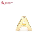10PCS 18K Brass Letter Charm Bracelets Spacer Beads DIY Finding