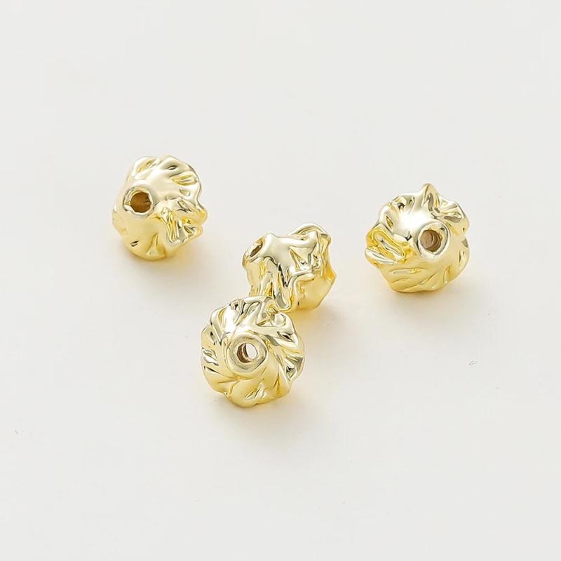 10Pcs/Lot Patterned Brass Spacer Beads for Jewelry Making