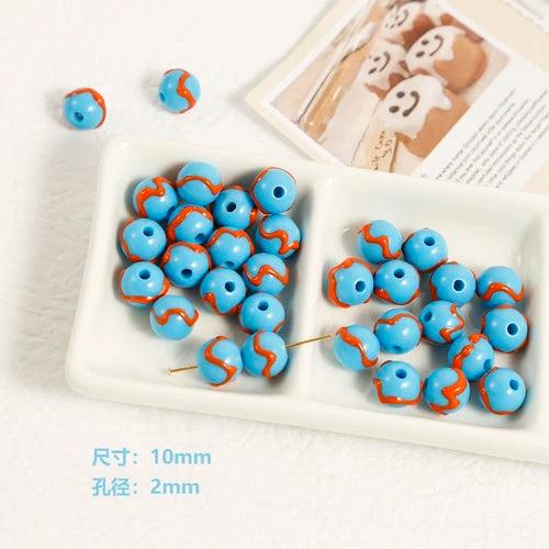 10mm Hand-Drawn Planet Acrylic Beads for DIY Necklace Bracelet