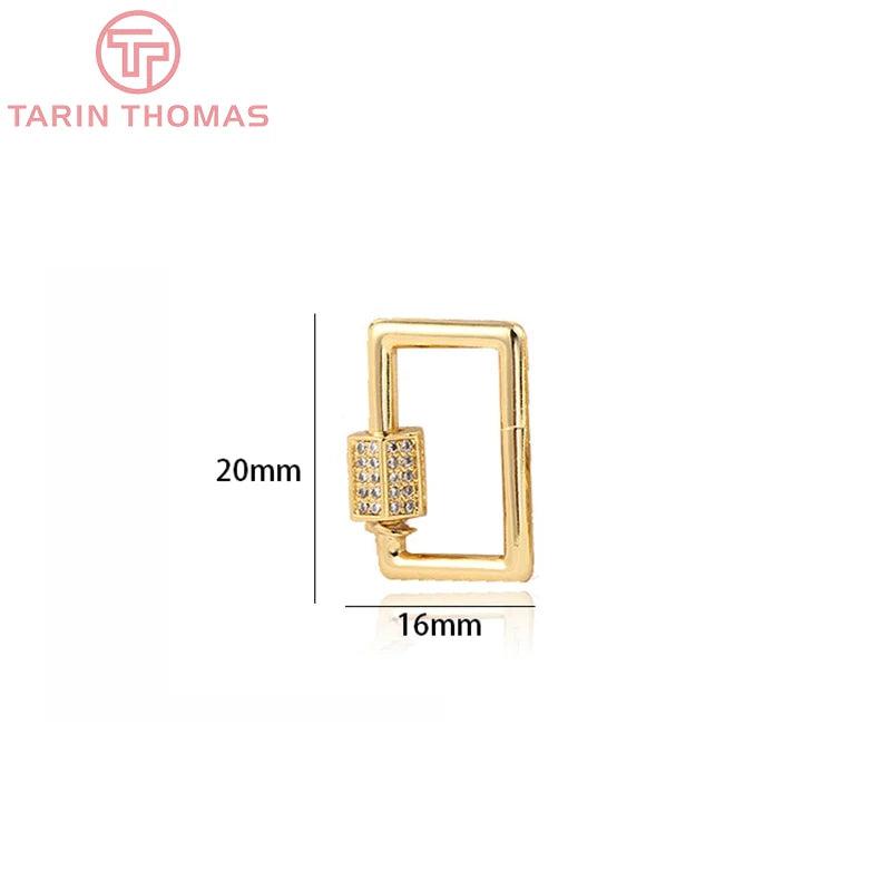 2PCS 16x20MM 24K Plated Brass Heart Key Clasp
