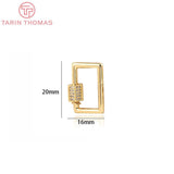 2PCS 16x20MM 24K Plated Brass Heart Key Clasp
