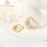 2PCS 16x20MM 24K Plated Brass Heart Key Clasp
