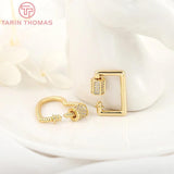 2PCS 16x20MM 24K Plated Brass Heart Key Clasp