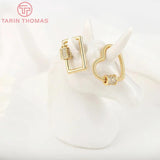 2PCS 16x20MM 24K Plated Brass Heart Key Clasp