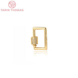 2PCS 16x20MM 24K Plated Brass Heart Key Clasp
