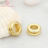 10PCS 3x7MM 24K Plated Brass Big Hole Beads for Bracelet