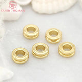 10PCS 3x7MM 24K Plated Brass Big Hole Beads for Bracelet