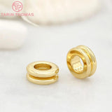 10PCS 3x7MM 24K Plated Brass Big Hole Beads for Bracelet