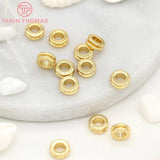 10PCS 3x7MM 24K Plated Brass Big Hole Beads for Bracelet