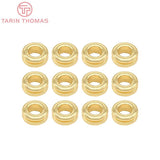 10PCS 3x7MM 24K Plated Brass Big Hole Beads for Bracelet