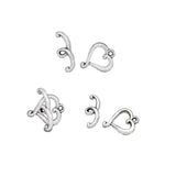 Silver Heart Love Toggle Clasps 30 Sets