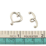 Silver Heart Love Toggle Clasps 30 Sets