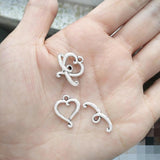 Silver Heart Love Toggle Clasps 30 Sets