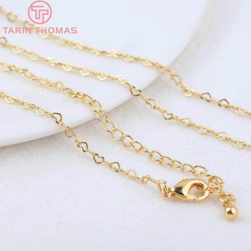 2PCS 24K Brass Finished Necklace Chain 2MM High DIY Jewelry Making Findings