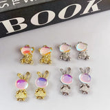 10pcs Rabbit Pendant Charms Rhinestone Silver Base for DIY Jewelry Making
