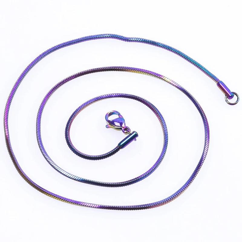 2pcs Stainless Steel Square Snake Chain Rainbow 1.5mm