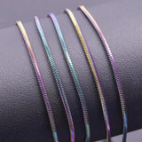 2pcs Stainless Steel Square Snake Chain Rainbow 1.5mm