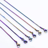 2pcs Stainless Steel Square Snake Chain Rainbow 1.5mm