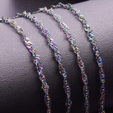 2pcs Stainless Steel Rainbow Water Wave Chain Necklace