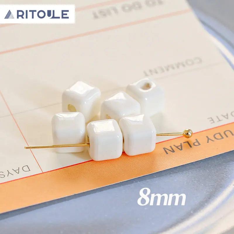 Milky ceramic square beads for DIY jewelry making
