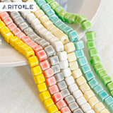 Milky ceramic square beads for DIY jewelry making