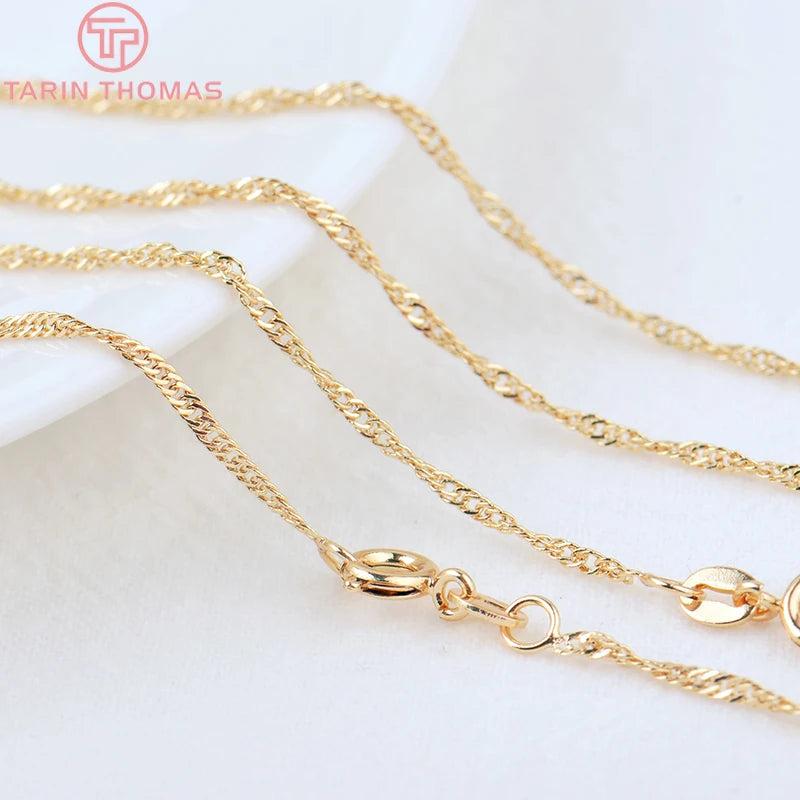 2PCS 24K Brass Necklace Chain for Jewelry Making
