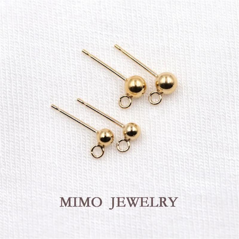 US 14K Filled 3mm4mm Bead Earrings with Ring DIY Ear Accessories
