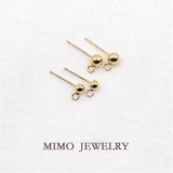 US 14K Filled 3mm4mm Bead Earrings with Ring DIY Ear Accessories
