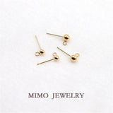 US 14K Filled 3mm4mm Bead Earrings with Ring DIY Ear Accessories