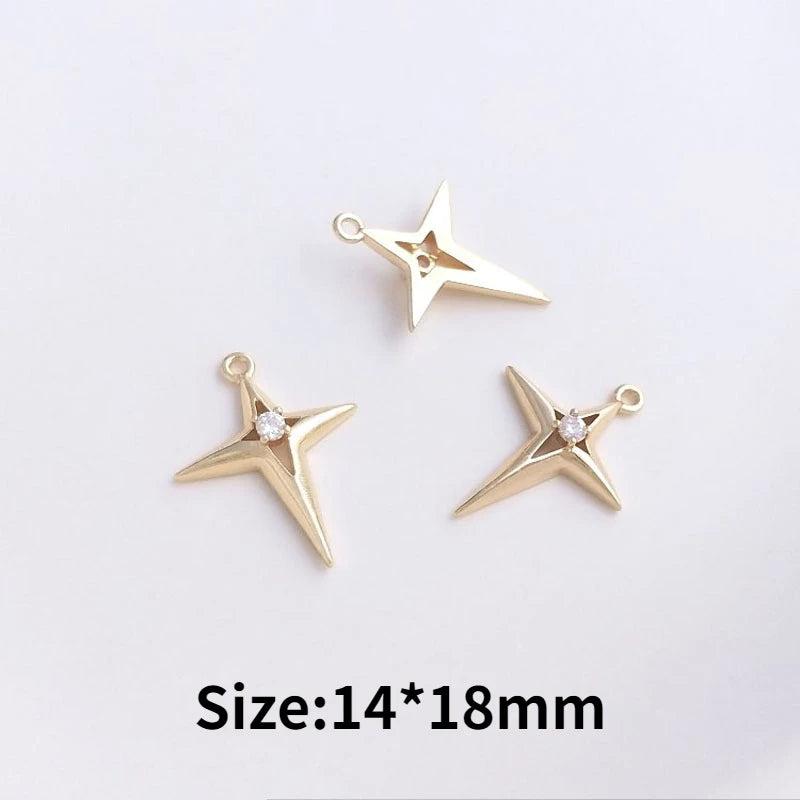 4PCS 14K Filled Zircon Cross Pendant DIY Necklace Accessories