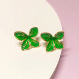 14K Copper Enamel Flower Stud Earrings Silver Pin DIY Jewelry Making