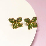 14K Copper Enamel Flower Stud Earrings Silver Pin DIY Jewelry Making