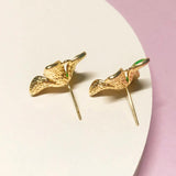 14K Copper Enamel Flower Stud Earrings Silver Pin DIY Jewelry Making
