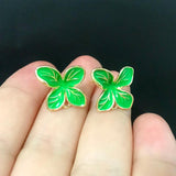 14K Copper Enamel Flower Stud Earrings Silver Pin DIY Jewelry Making