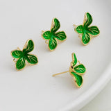 14K Copper Enamel Flower Stud Earrings Silver Pin DIY Jewelry Making