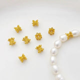 Gold-Plated Copper Double-Sided Flower Beads 2pcs/lot for DIY Earrings