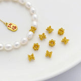 Gold-Plated Copper Double-Sided Flower Beads 2pcs/lot for DIY Earrings