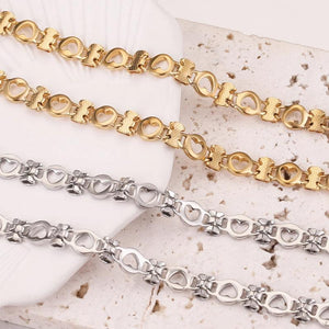 Gold-Plate Heart Bow Cable Chain for Jewelry Making