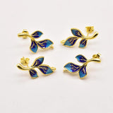 1 Pair Cloisonne Style Burnt Branch Shape Ear Hook Drop Earring