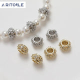 14K Plated Zircon Flower Beads DIY Beaded Material Accessories