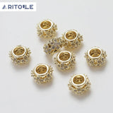 14K Plated Zircon Flower Beads DIY Beaded Material Accessories