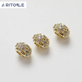 14K Plated Zircon Flower Beads DIY Beaded Material Accessories