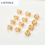 18k Gold-Plated Clover Zircon Beads DIY Jewelry Accessories