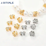 18k Gold-Plated Clover Zircon Beads DIY Jewelry Accessories