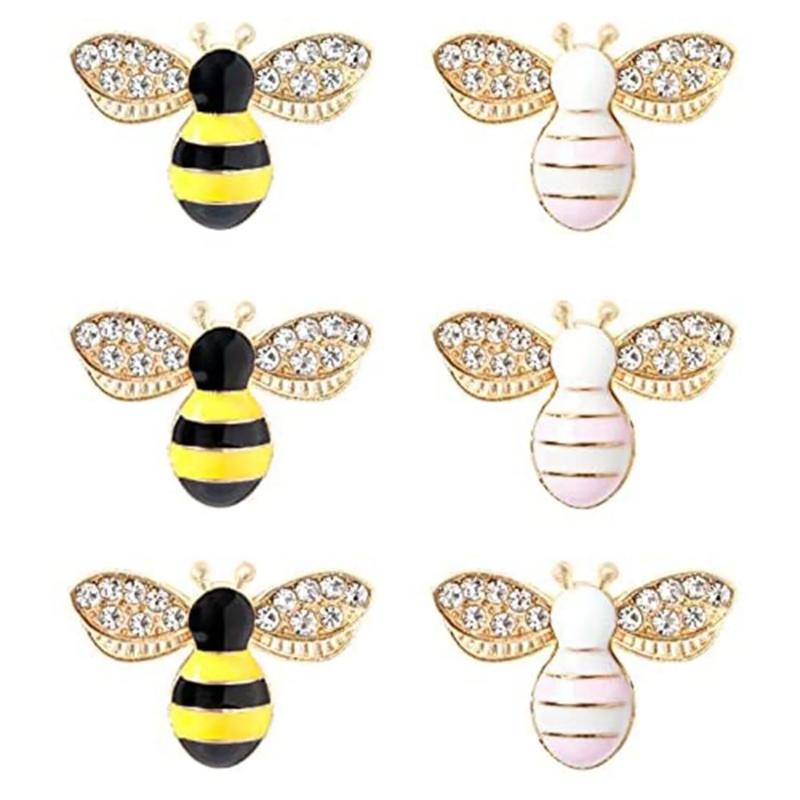 20 Pcs Enamel Bee Charms Pendants in Yellow