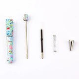 5Pcs Leopard Printed DIY Beadable Ballpoint Pen Jewelry Office Supplies