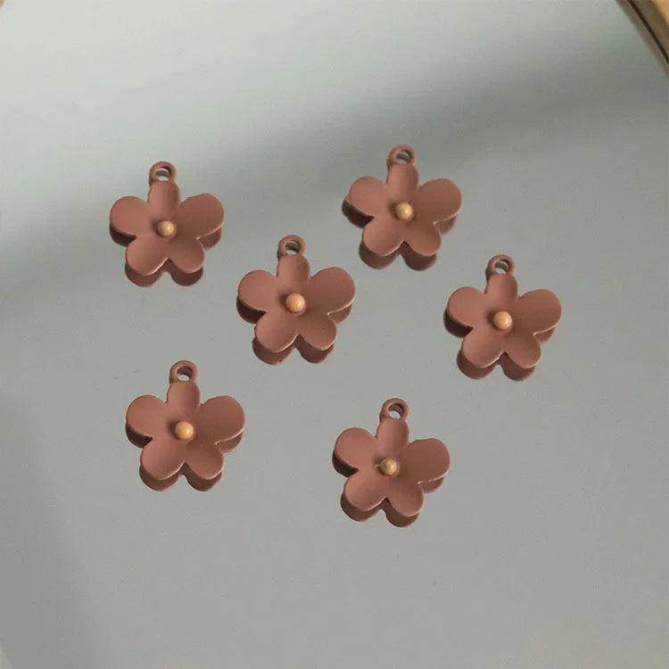 10pcs Brown Flower Pendant Charms for Diy Jewelry Making